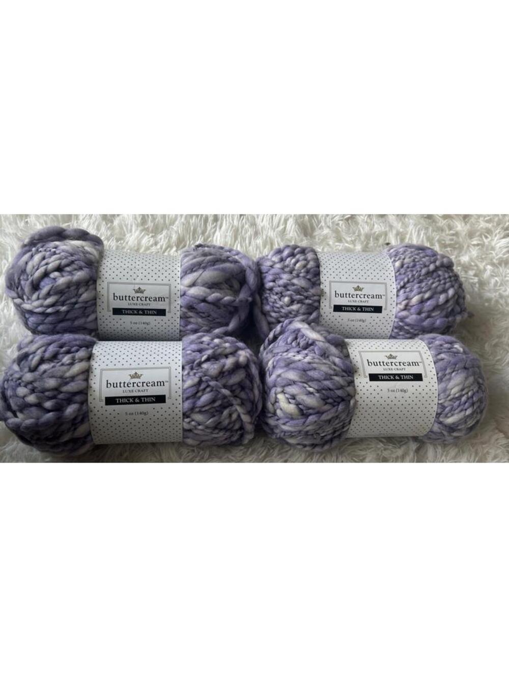 4 Skeins Buttercream Luxe Craft Yarn Thick & Thin Purple Wool Blend BCMT-206 5oz